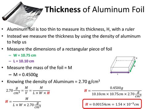 measuring the thickness of aluminum foil lab|thickness of aluminum foil formula.